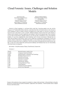 Cloud Forensic: Issues, Challenges and Solution Models