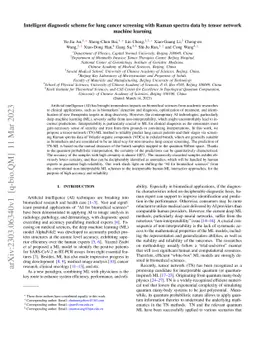 Intelligent diagnostic scheme for lung cancer screening with Raman
  spectra data by tensor network machine learning