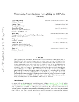 Uncertainty-Aware Instance Reweighting for Off-Policy Learning