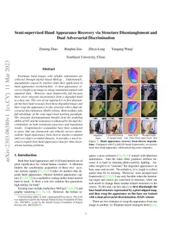 Semi-supervised Hand Appearance Recovery via Structure Disentanglement
  and Dual Adversarial Discrimination