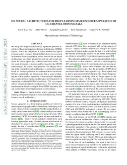 On Neural Architectures for Deep Learning-based Source Separation of
  Co-Channel OFDM Signals