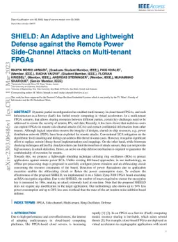 SHIELD: An Adaptive and Lightweight Defense against the Remote Power
  Side-Channel Attacks on Multi-tenant FPGAs