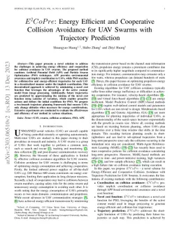 E2CoPre: Energy Efficient and Cooperative Collision Avoidance for UAV
  Swarms with Trajectory Prediction