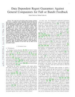 Data Dependent Regret Guarantees Against General Comparators for Full or
  Bandit Feedback