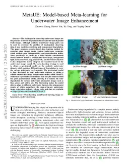 MetaUE: Model-based Meta-learning for Underwater Image Enhancement