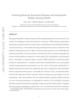 Predicting Hurricane Evacuation Decisions with Interpretable Machine
  Learning Models