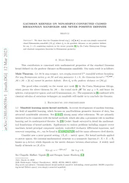 Gaussian kernels on non-simply-connected closed Riemannian manifolds are
  never positive definite