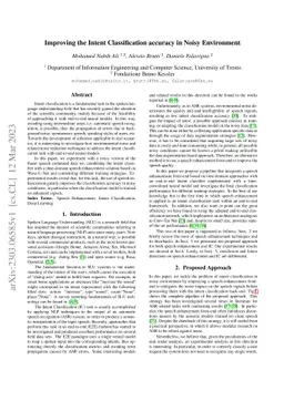 Improving the Intent Classification accuracy in Noisy Environment
