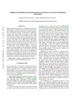 Improve Retrieval-based Dialogue System via Syntax-Informed Attention