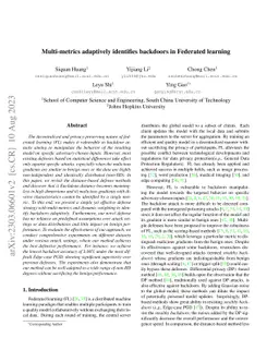 Multi-metrics adaptively identifies backdoors in Federated learning