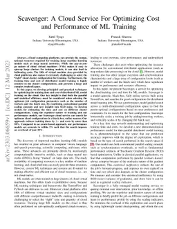 Scavenger: A Cloud Service for Optimizing Cost and Performance of ML
  Training