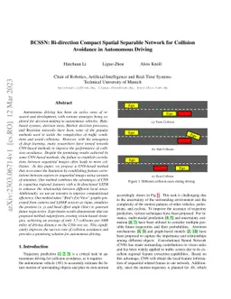 BCSSN: Bi-direction Compact Spatial Separable Network for Collision
  Avoidance in Autonomous Driving