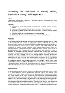 Increasing the usefulness of already existing annotations through WSI
  registration