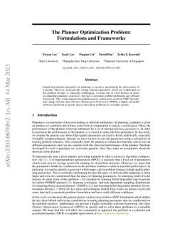 The Planner Optimization Problem: Formulations and Frameworks