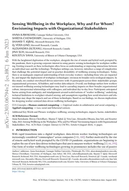 Sensing Wellbeing in the Workplace, Why and For Whom? Envisioning
  Impacts with Organizational Stakeholders