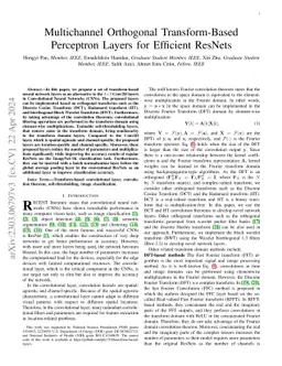 Multichannel Orthogonal Transform-Based Perceptron Layers for Efficient
  ResNets