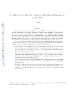 Two Source Extractors for Asymptotically Optimal Entropy, and (Many)
  More