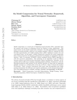 On Model Compression for Neural Networks: Framework, Algorithm, and
  Convergence Guarantee