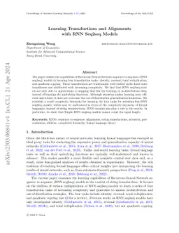 Learning Transductions and Alignments with RNN Seq2seq Models