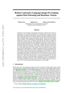Robust Contrastive Language-Image Pre-training against Data Poisoning
  and Backdoor Attacks