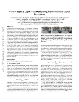 View Adaptive Light Field Deblurring Networks with Depth Perception