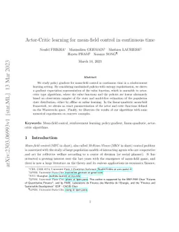 Actor-Critic learning for mean-field control in continuous time