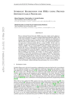 Symbolic Regression for PDEs using Pruned Differentiable Programs