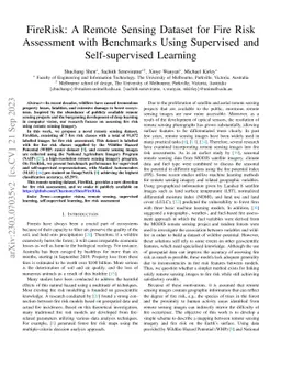 FireRisk: A Remote Sensing Dataset for Fire Risk Assessment with
  Benchmarks Using Supervised and Self-supervised Learning