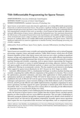 $\nabla$SD: Differentiable Programming for Sparse Tensors