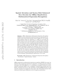 Spatial Attention and Syntax Rule Enhanced Tree Decoder for Offine
  Handwritten Mathematical Expression Recognition