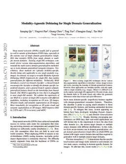 Modality-Agnostic Debiasing for Single Domain Generalization