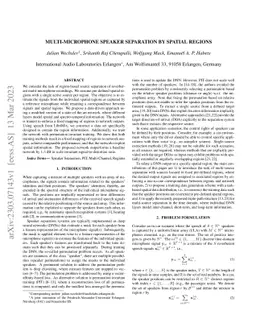 Multi-Microphone Speaker Separation by Spatial Regions