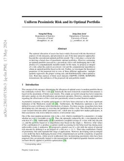 Uniform Pessimistic Risk and its Optimal Portfolio