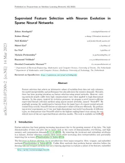 Supervised Feature Selection with Neuron Evolution in Sparse Neural
  Networks