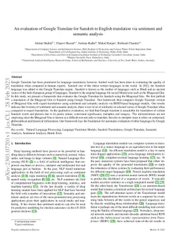 An evaluation of Google Translate for Sanskrit to English translation
  via sentiment and semantic analysis