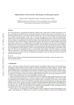 Optimization of the location and design of urban green spaces