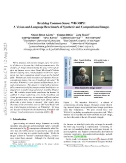 Breaking Common Sense: WHOOPS! A Vision-and-Language Benchmark of
  Synthetic and Compositional Images