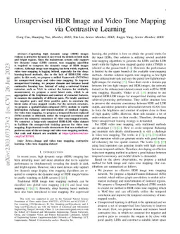 Unsupervised HDR Image and Video Tone Mapping via Contrastive Learning