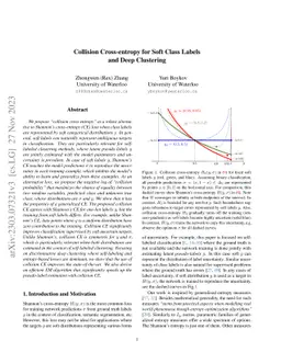 Collision Cross-entropy for Soft Class Labels and Deep Clustering