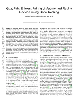 GazePair: Efficient Pairing of Augmented Reality Devices Using Gaze
  Tracking