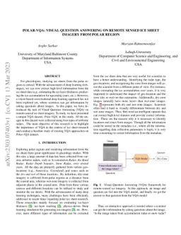 Polar-VQA: Visual Question Answering on Remote Sensed Ice sheet Imagery
  from Polar Region