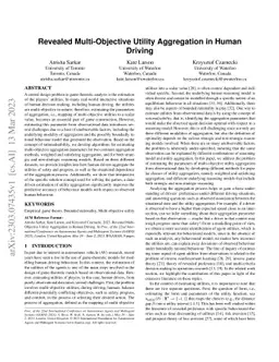 Revealed Multi-Objective Utility Aggregation in Human Driving