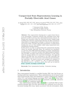Unsupervised Representation Learning in Partially Observable Atari Games