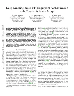 Deep Learning-based RF Fingerprint Authentication with Chaotic Antenna
  Arrays