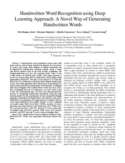 Handwritten Word Recognition using Deep Learning Approach: A Novel Way
  of Generating Handwritten Words