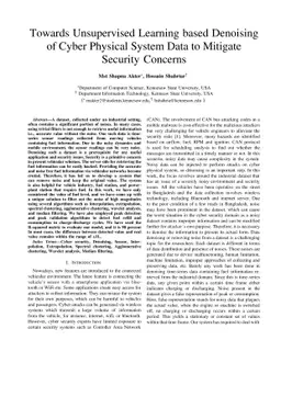 Towards Unsupervised Learning based Denoising of Cyber Physical System
  Data to Mitigate Security Concerns
