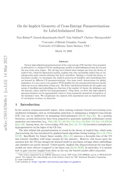 On the Implicit Geometry of Cross-Entropy Parameterizations for
  Label-Imbalanced Data