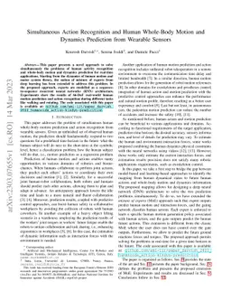Simultaneous Action Recognition and Human Whole-Body Motion and Dynamics
  Prediction from Wearable Sensors
