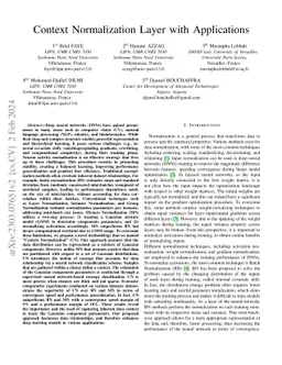 Context Normalization Layer with Applications