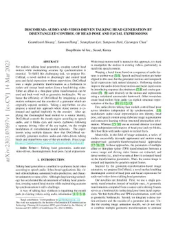 DisCoHead: Audio-and-Video-Driven Talking Head Generation by
  Disentangled Control of Head Pose and Facial Expressions